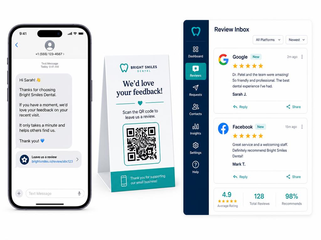 Review invitation by SMS and QR code